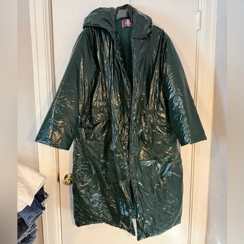 Urban Outfitters Mila Longline Parka Jacket in Green. Size Medium - Picture 4 of 11